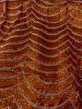 Tissu perlé 2 tons orange et argent - Coupon 3,5 mètres